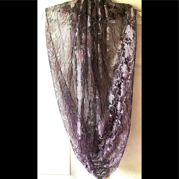 Howard’s Frosted Lavender Purple Floral Lace Polyester Dressy Infinity Scarf NWT - Picture 1 of 3